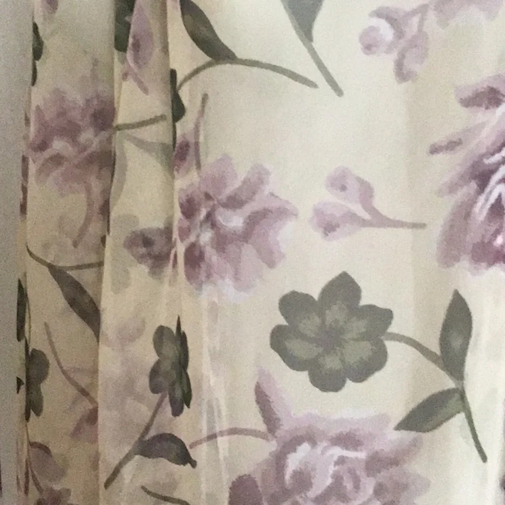 Scarf floral sheer light purple cream and green. Versatile light weight